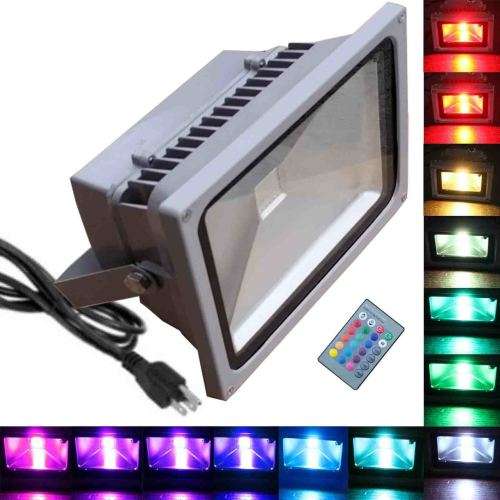 MultiColour LED RGB Floodlight: 30W 220V + IR Remote Control. Collections are allowed.