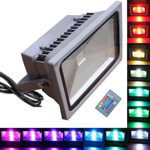 MultiColour LED RGB Floodlight: 30W 220V + IR Remote Control. Collections are allowed.