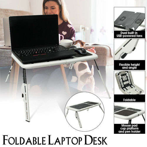 Laptop Stand E-Table. Foldable, Adjustable, Portable with Cooling Fans. Collections are allowed.