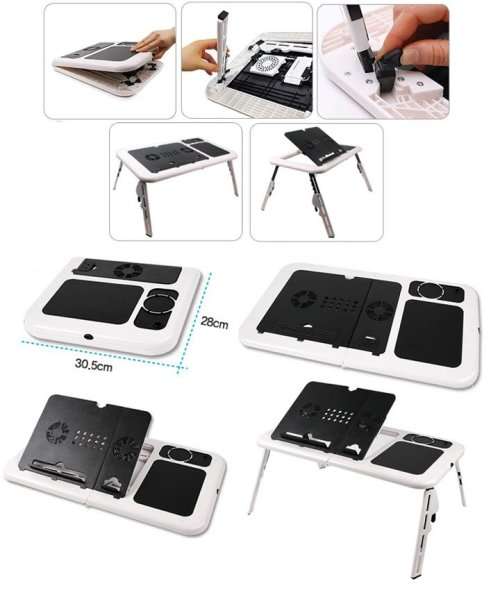 Laptop Stand E-Table. Foldable, Adjustable, Portable with Cooling Fans. Collections are allowed.