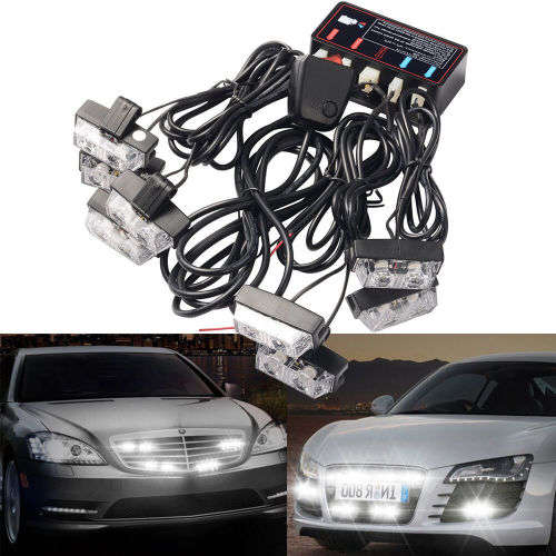 Cool White LED Flash Cluster Strobe Grille Lights 8x2LEDs 12V~32V. Collections are allowed.