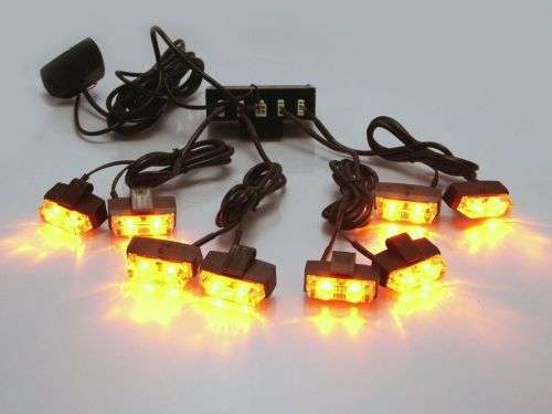 Amber Orange Yellow LED Flash Cluster Strobe Grille Lights 8x2pces. Collections allowed.