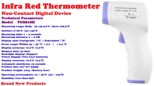 InfraRed Thermometer, Smart Safe Digital Non-Contact.No Shipping fees. Collections are allowed.