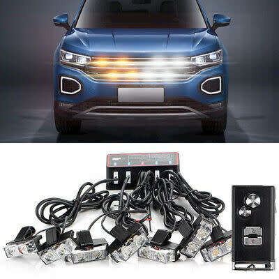 White LED Flash Cluster Strobe Grille Lights 8pces 12V. Collections allowed.