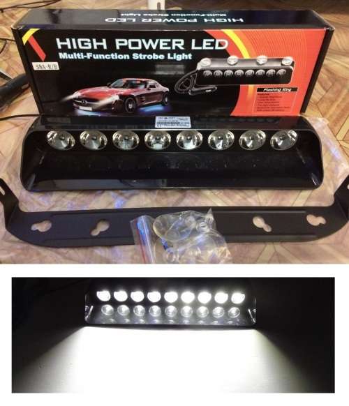 Dashboard Windscreen LED Flash Strobe White Dash Light Bar. Very Long 9LED Type. Collections Allowed