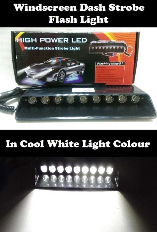 Dashboard Windscreen LED Flash Strobe White Dash Light Bar. Very Long 9LED Type. Collections Allowed