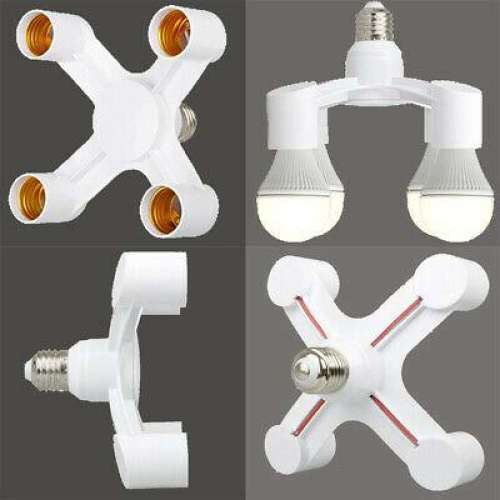 Light Bulb Socket Splitter, Adapter, Converter, E27 to 4x E27 Lamp Holder. Collections are allowed.