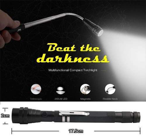 Flexi Torch 3-LED Telescopic Flexible Bendable Magnetic Pick-Up Tool Flashlight. Collections allowed