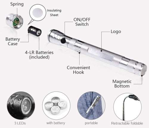 Flexi Torch 3-LED Telescopic Flexible Bendable Magnetic Pick-Up Tool Flashlight. Collections Allowed