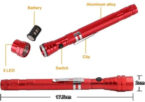 Flexi Torch 3-LED Telescopic Flexible Bendable Magnetic Pick-Up Tool Flashlight. Collections Allowed