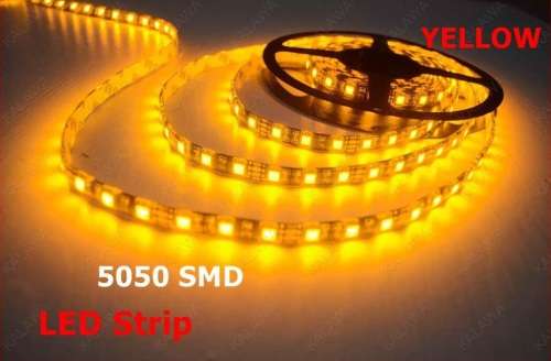 LED Strips Lights 12V Waterproof Dustproof SMD5050 YELLOW Colour 5-metre Rolls. Collections Allowed.