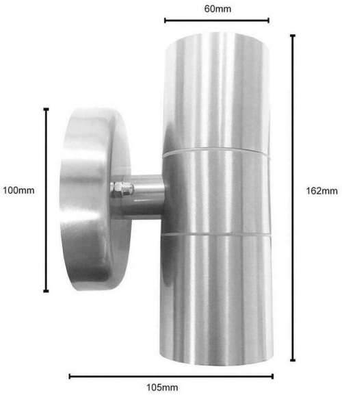 Stainless Steel Up Down Double Outdoor Wall Light Plus 2 LED Light Bulbs. Collections Are Allowed