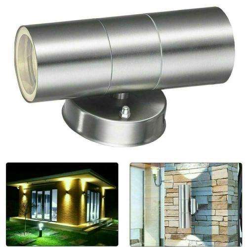 Stainless Steel Up Down Double Outdoor Wall Light Plus 2 LED Light Bulbs. Collections Are Allowed