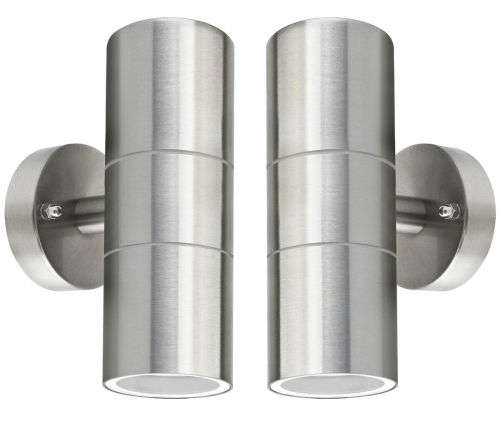 Stainless Steel Up Down Double Outdoor Wall Light Plus 2 LED Light Bulbs. Collections Are Allowed