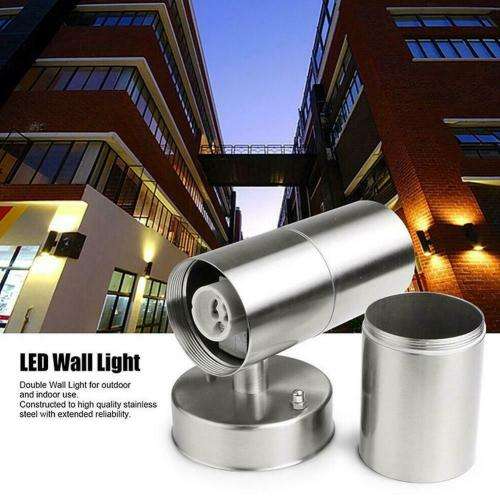 Stainless Steel Up Down Double Outdoor Wall Light Plus 2 LED Light Bulbs. Collections Are Allowed