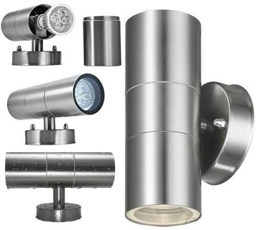 Stainless Steel Up Down Double Outdoor Wall Light Plus 2 LED Light Bulbs. Collections Are Allowed