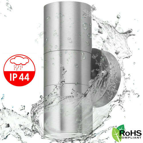 Stainless Steel Up Down Double Outdoor Wall Light Plus 2 LED Light Bulbs. Collections Are Allowed