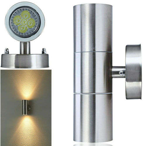 Stainless Steel Up Down Double Outdoor Wall Light Plus 2 LED Light Bulbs. Collections Are Allowed