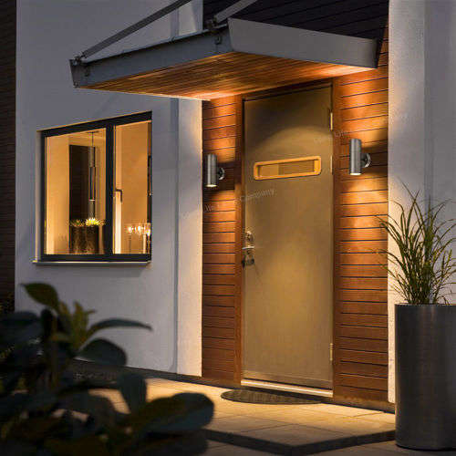 Stainless Steel Up Down Double Outdoor Wall Light Plus 2 LED Light Bulbs. Collections Are Allowed