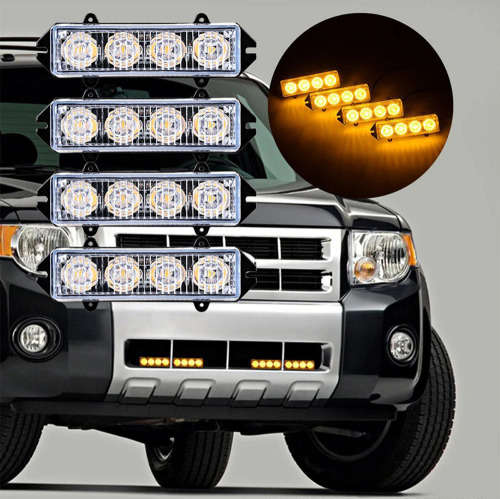 Amber Orange Yellow LED Flash Cluster Strobe Grille Lights 16LEDs (4x4pces). Collections Are Allowed