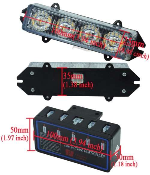 Amber Orange Yellow LED Flash Cluster Strobe Grille Lights 16LEDs (4x4pces). Collections Are Allowed
