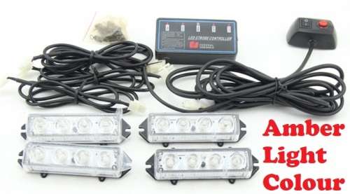 Amber Orange Yellow LED Flash Cluster Strobe Grille Lights 16LEDs (4x4pces). Collections Are Allowed