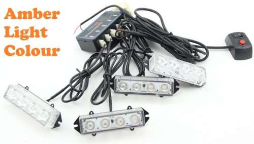 Amber Orange Yellow LED Flash Cluster Strobe Grille Lights 16LEDs (4x4pces). Collections Are Allowed