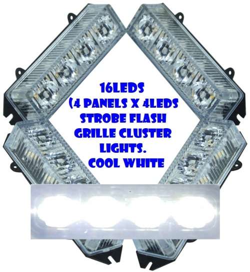 Cool White LED Grille Cluster Flash Strobe LED Lights 16LEDs (4x4pces of LEDs). Collections Allowed.
