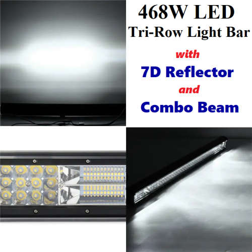 468W LED Tri-Row 7D Reflector Light Bar with Combo Beam. Collections areallowed.