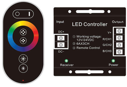 Touch Remote Wireless RGB LED Controller Latest Version 12V/24V. Collections are allowed.