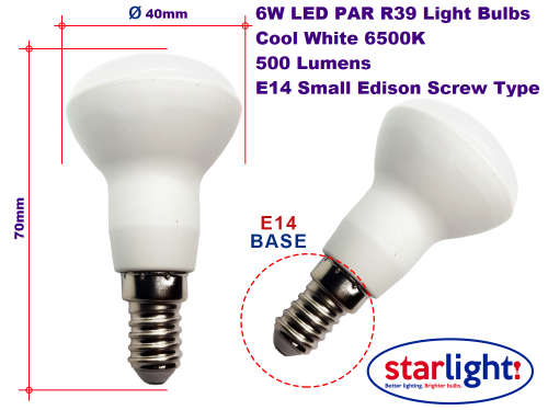 LED Light Bulbs: 6W R39 Series Reflector 185V~265V AC Cool White. Collections are allowed.