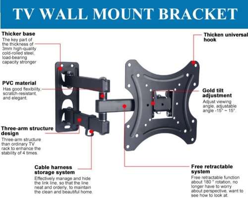 TV Wall Mount Bracket, Full Motion Cantilever Wall Mount Bracket 14``~42``. Collections are allowed.