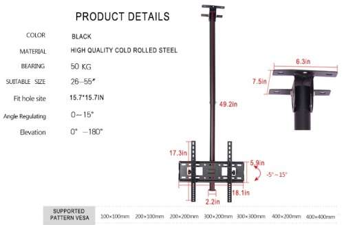 TV Ceiling Wall Mount Bracket, Full Motion Cantilever Bracket 26''~55''. Collections are allowed