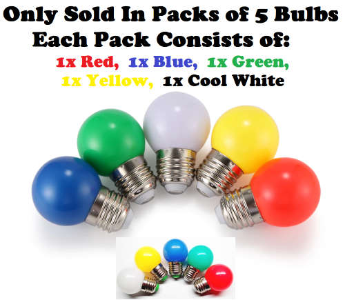 Decorative LED G45 Light Bulbs Colourful Mini LED Light Bulbs E27 220V. Collections are allowed.