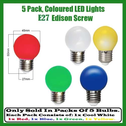 Decorative LED G45 Light Bulbs Colourful Mini LED Light Bulbs E27 220V. Collections are allowed.