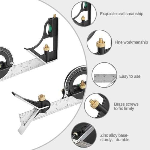Combination Square Protractor Level Measure Angle Ruler Set Heavy Duty. Collections are allowed.