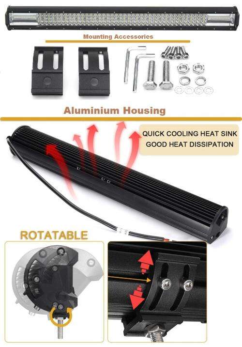 384W LED Quad-Row 7D Reflector Light Bar with Combo Beam. Collections are allowed.