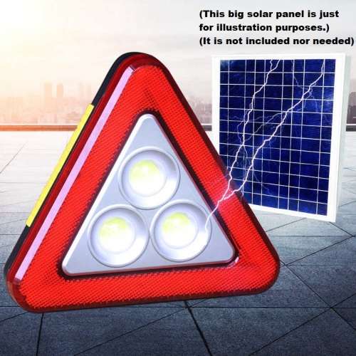 Solar LED MultiFunction Work Flood Light Red LED Emergency Warning Triangle. Collections are allowed