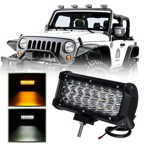 Dual Colour (Cool White and Amber) 72W LED Light Bar with Flashing Patterns. Collections Are Allowed
