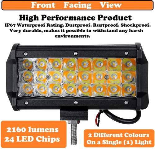 Dual Colour (Cool White and Amber) 72W LED Light Bar with Flashing Patterns. Collections Are Allowed