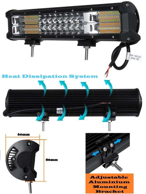 Dual Colour Amber/Cool White Vehicle 216W LED Light Bar. 5 Modes With Flashing. Collections Allowed.