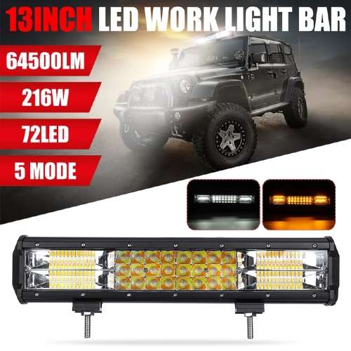 Dual Colour Amber/Cool White Vehicle 216W LED Light Bar. 5 Modes With Flashing. Collections Allowed.
