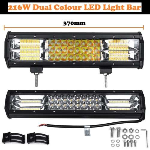 Dual Colour Amber/Cool White Vehicle 216W LED Light Bar. 5 Modes With Flashing. Collections Allowed.