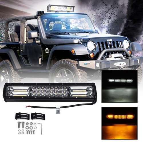 Dual Colour Amber/Cool White Vehicle 216W LED Light Bar. 5 Modes With Flashing. Collections Allowed.