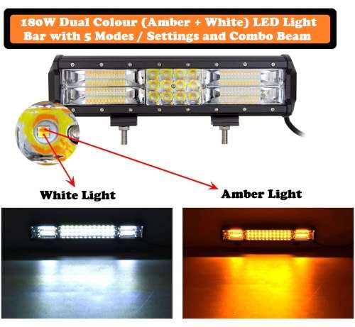 180W Dual Colour Cool White/Amber Vehicle LED Light Bar. 5 Modes With Flashing. Collections Allowed.
