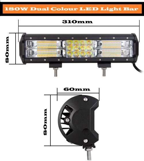 180W Dual Colour Cool White/Amber Vehicle LED Light Bar. 5 Modes With Flashing. Collections Allowed.