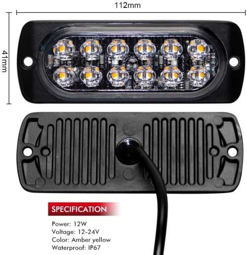 Grille Cluster RED LED Flash Strobe Lights with 12LED Beads 12V/24V. Collections Are Allowed.