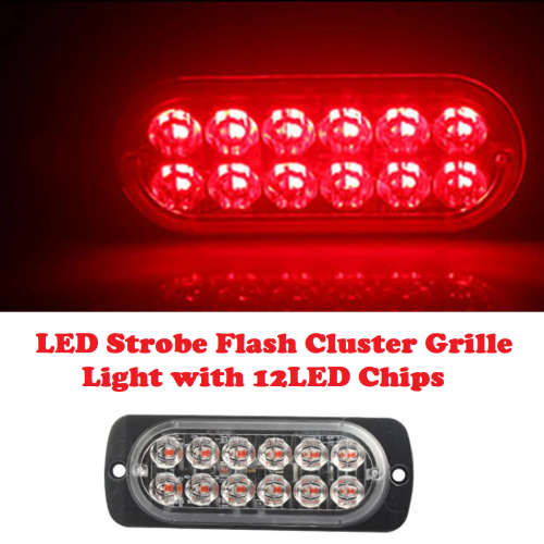 Grille Cluster RED LED Flash Strobe Lights with 12LED Beads 12V/24V. Collections Are Allowed.