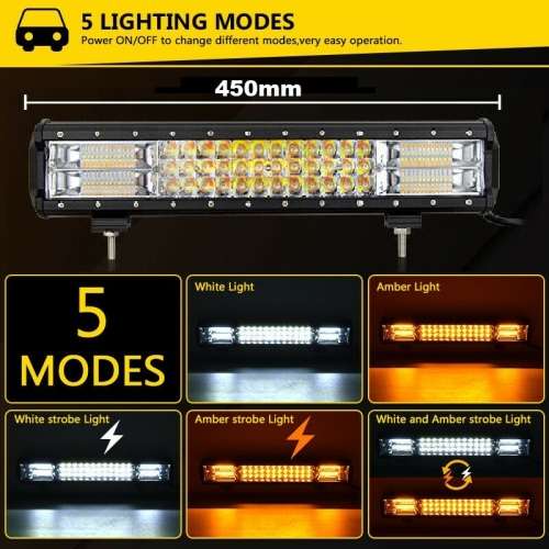 252W Dual Colour Cool White/Amber Vehicle LED Light Bar. 5 Modes With Flashing. Collections Allowed.