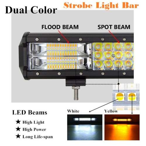 252W Dual Colour Cool White/Amber Vehicle LED Light Bar. 5 Modes With Flashing. Collections Allowed.